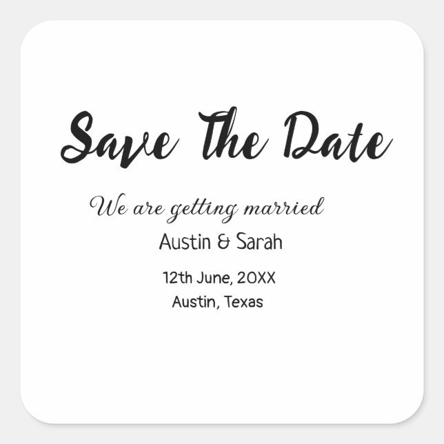 Save the Date scannen QR Hochzeitswebsite Moderner Quadratischer Aufkleber (Vorderseite)