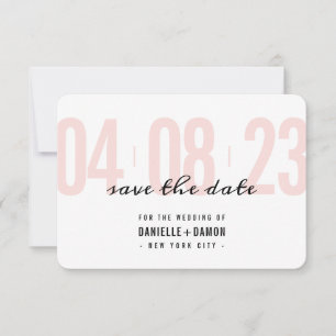 SAVE THE DATE schlichter Block Modernes Rosa Schwa RSVP Karte