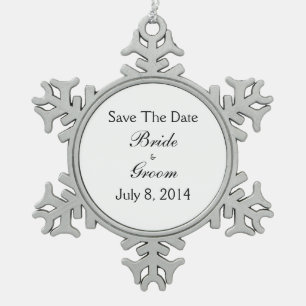 Save The Date Schneeflocken Zinn-Ornament