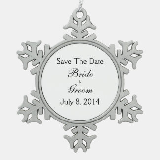 Save The Date Schneeflocken Zinn-Ornament