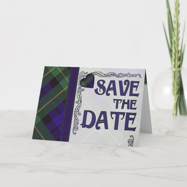 Save the Date - Schottischer Tartan - Barclay Blan Ankündigung (Vorderseite)