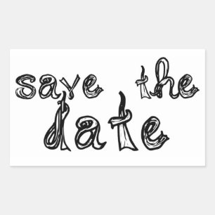 Save the Date Schriftart schwarz-weiß Aufkleber
