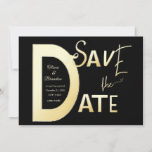 Save The Date schwarz-goldene Vorlagenkarte