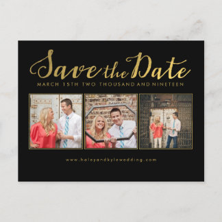 Save the Date Schwarz-Script-Fotokarten Ankündigungspostkarte