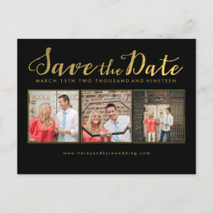 Save the Date Schwarz-Script-Fotokarten Ankündigungspostkarte