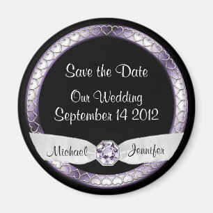 Save the Date Schwarz und Silver Magnet