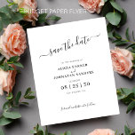 Save the Date schwarz und weiß Flyer<br><div class="desc">Moderne elegante minimalistische Typografie Skript neutrale BUDGET AFFORDABLE Hochzeit speichern das Datum PAPER FLYER (Werbetyp Papier Flyer). BITTE LESEN SIE DIES VOR DEM KAUF! Dies ist eine preisgünstige Hochzeitskarte, die auf einem FLYER gedruckt wird. Bitte beachten Sie, dass BUDGET PAPER DÜNN ist - Sie können diese Karte aktualisieren, um sie...</div>