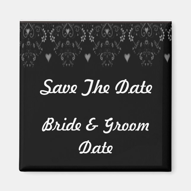 Save the Date Schwarz-Weiß-Hochzeitsmagnete Magnet (Vorne)