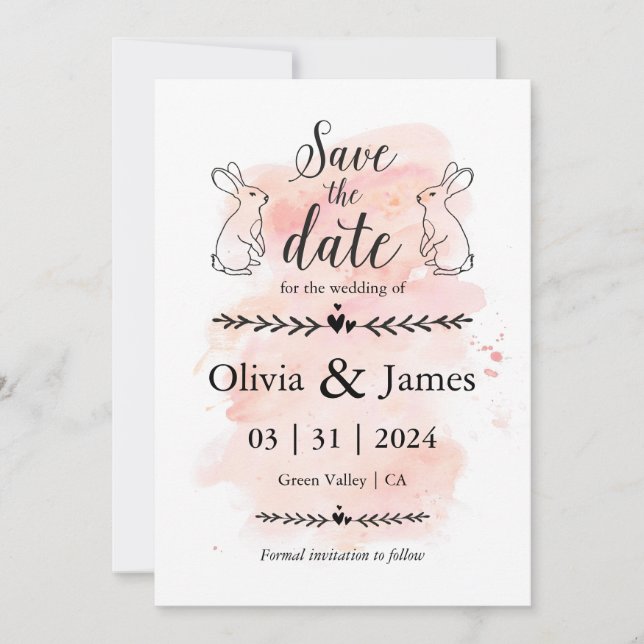 Save the Date Schwarz-Weiß-Osterhochzeit Einladung (Vorderseite)