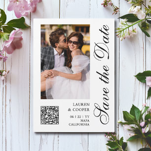 Save the Date Schwarz-weiß Stilschrift Modern Magnetkarte