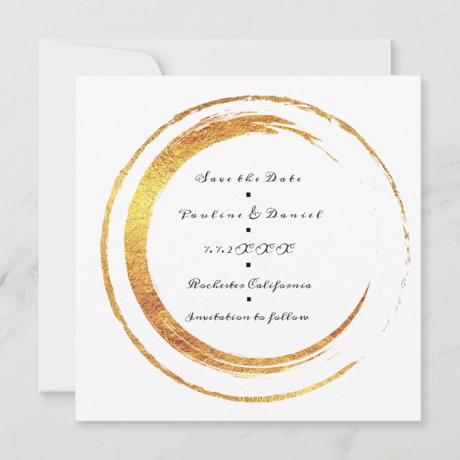 Save the Date Schwarz-weiße Goldene Kreise (Vorderseite)