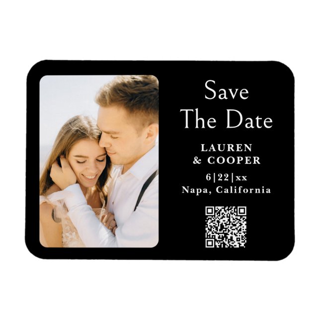 Save the Date Schwarz-weiße moderne Hochzeit Magnet (Horizontal)