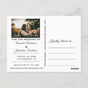 Save the Date Schwarz-weißer Modus für Goldenes Sk Postkarte