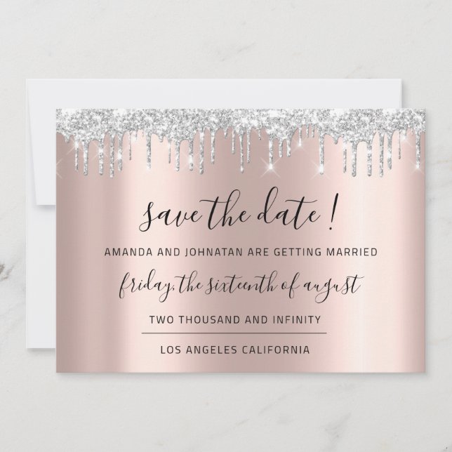Save the Date Schwarze Rose Silver Gray (Vorderseite)