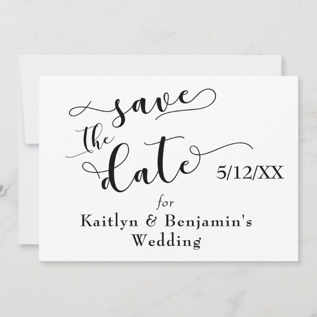 "Save the Date" Schwarze Typografie mit "Liebe" au Save The Date (Vorderseite)