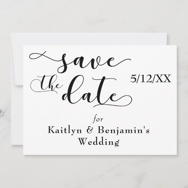 "Save the Date" Schwarze Typografie mit "Liebe" au Save The Date (Vorderseite)
