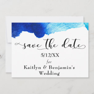 "Save the Date" Schwarze Typografie und blaue Wass Save The Date