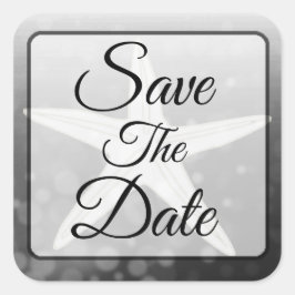 Save the Date Schwarzer Stachelsticker Quadratischer Aufkleber