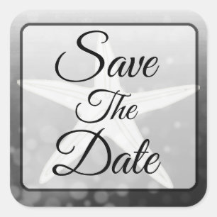 Save the Date Schwarzer Stachelsticker Quadratischer Aufkleber