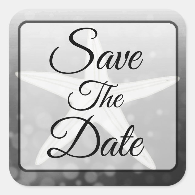 Save the Date Schwarzer Stachelsticker Quadratischer Aufkleber (Vorderseite)