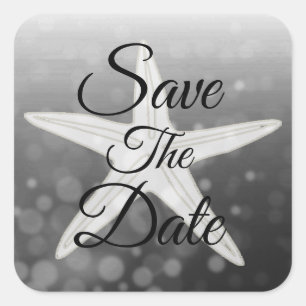 Save the Date Schwarzer Stachelsticker Quadratischer Aufkleber