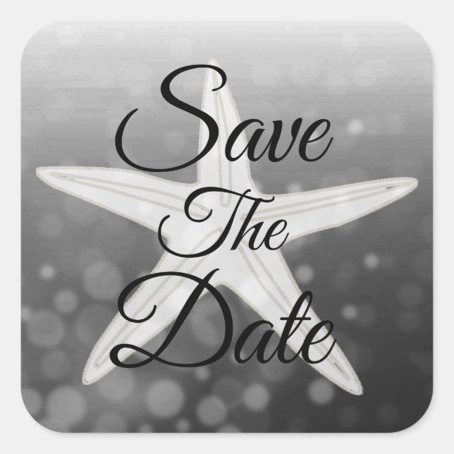 Save the Date Schwarzer Stachelsticker Quadratischer Aufkleber (Vorderseite)