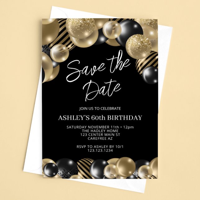 Save the Date Schwarzes Gold 60. Geburtstag Einladung (Von Creator hochgeladen)