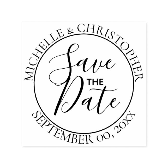 Save the Date Script Hochzeitsrunde minimalistisch Permastempel (Design)