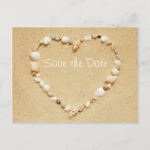Save the Date Seashell-Herz-Postkarte Ankündigungspostkarte