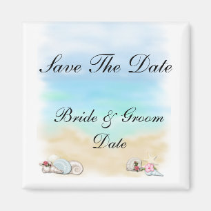 Save the Date Seashells Beach Wedding Magnete