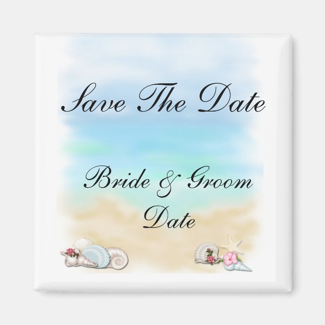 Save the Date Seashells Beach Wedding Magnete (Vorne)