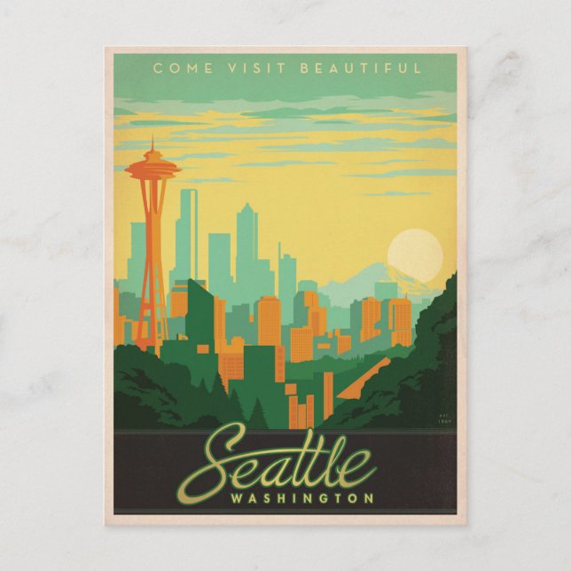 Save The Date | Seattle, WA Ankündigungspostkarte (Vorderseite)