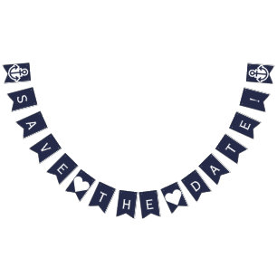 Save the Date Seeflaggen-Foto-Stütze Wimpelkette