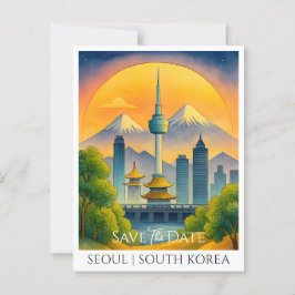 Save the Date | Seoul South Korea Watercolor Postkarte