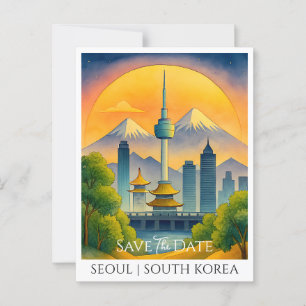 Save the Date   Seoul South Korea Watercolor Postkarte