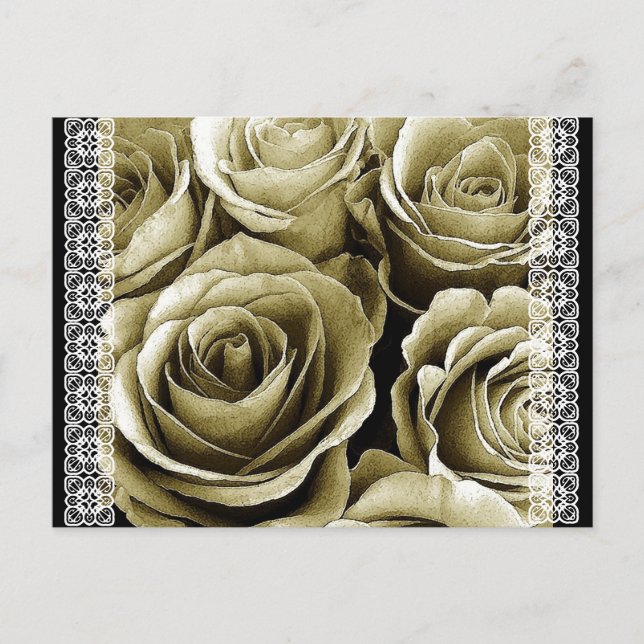 Save the Date SEPIA-Rose nach Postkarte (Vorderseite)