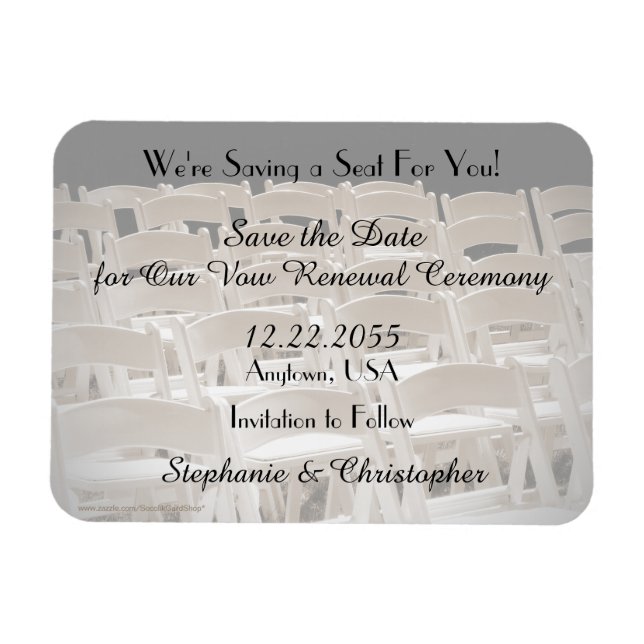Save the Date Sepia Vow Renewal Chairs Magnet (Horizontal)