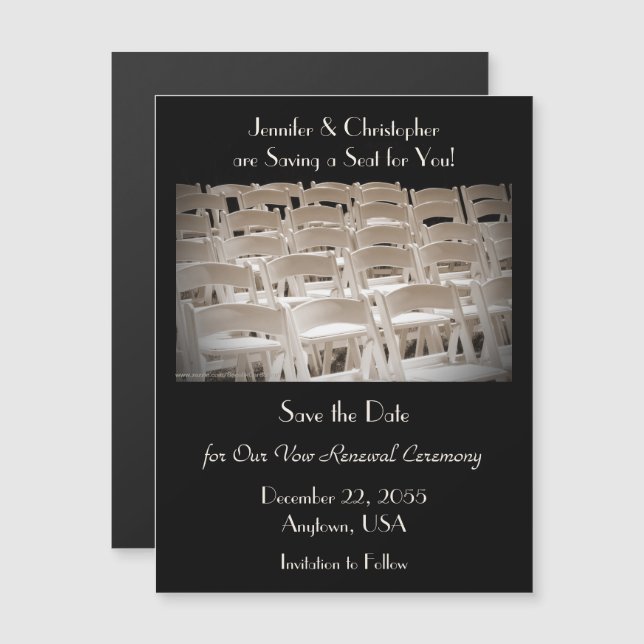 Save the Date Sepia Vow Renewal Chairs Magnet (Vorne/Hinten)