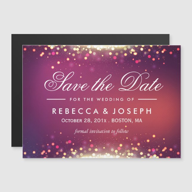 Save the Date Shimmer Gold Glitzer Sparkle Dots Magneteinladung (Vorne/Hinten)