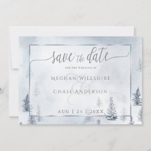 Save The Date   Silver Blue Winter Wonderland
