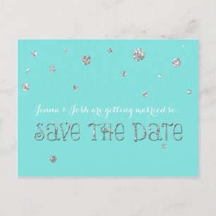 SAVE THE DATE Silver Confetti Wedding Verlobung Ankündigungspostkarte