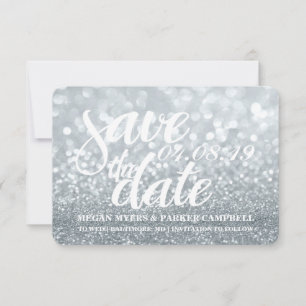 Save The Date Silver Lit Glitzer Fab II