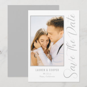 Save the Date Silver Stylish Script Modern Wedding