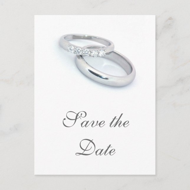 Save the Date/Silver Wedding Bands Ankündigungspostkarte (Vorderseite)