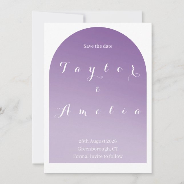 Save the Date Simple Boho Arch Lila Lilac (Vorderseite)