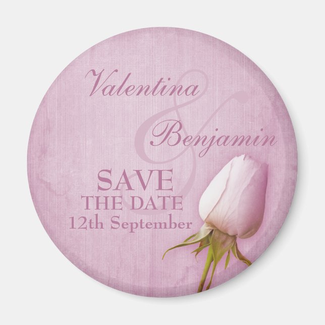 Save the Date Single lila Rose Kühlschrankmagnet Magnet (Vorne)