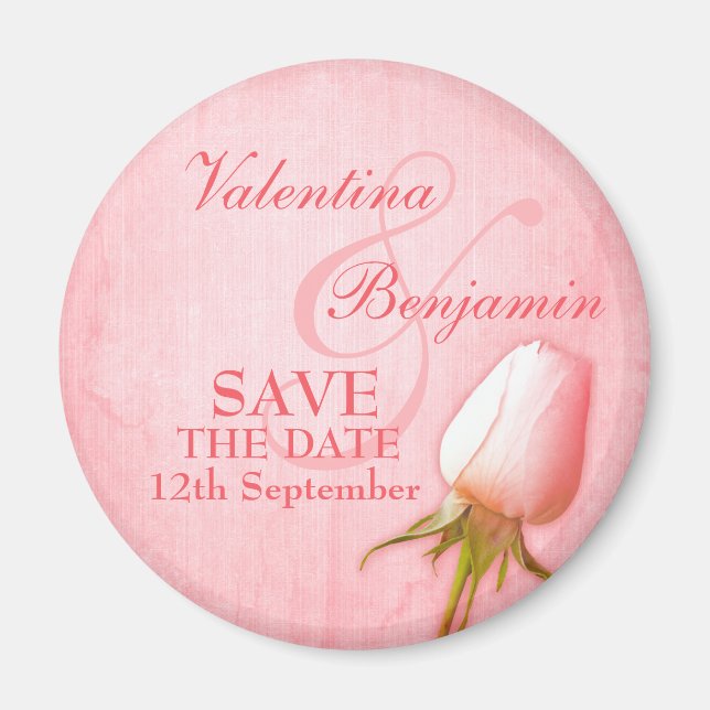 Save the Date Single Rosa Kühlschrankmagnet Magnet (Vorne)
