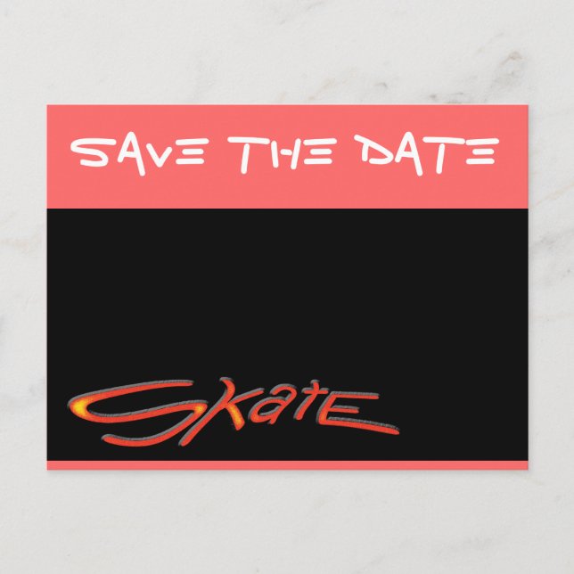 Save the Date Skate Ankündigungspostkarte (Vorderseite)