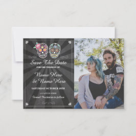 Save the Date Skull Foto Card Gotische Hochzeit