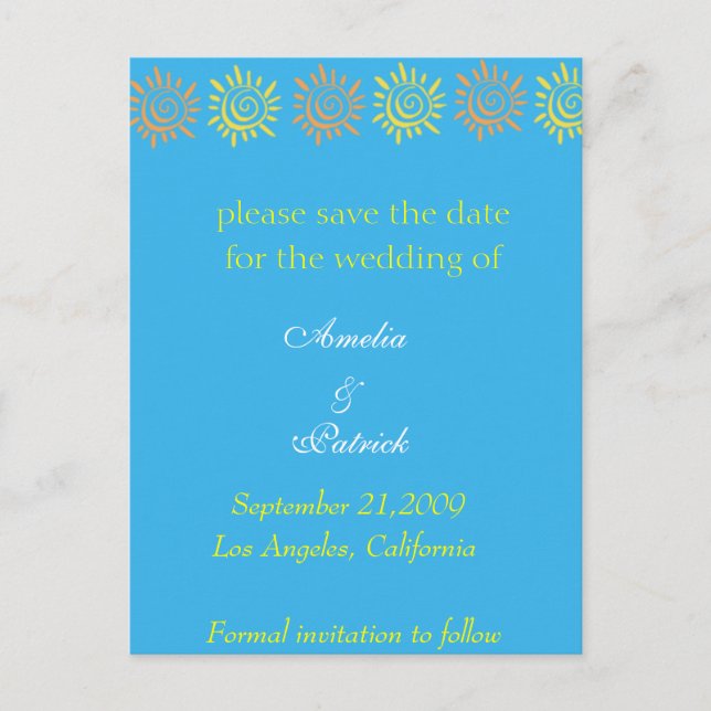 Save the Date - Sommersonnen Postkarte (Vorderseite)